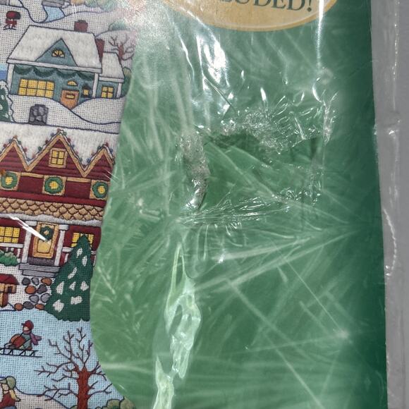 Bucilla Crewel Christmas Holiday Scenes 18” Stocking 84302 New Unopened NOS 2000 - Picture 3 of 8